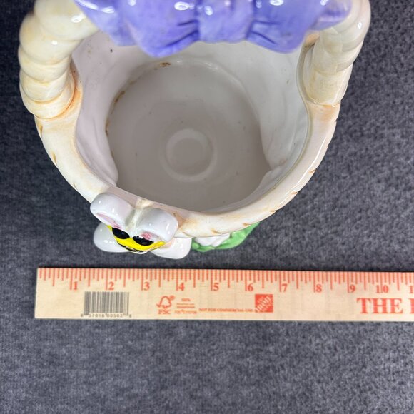 M&M Ceramic Easter Basket Vintage Yellow Red Easter‎ Bunny - Picture 14 of 15